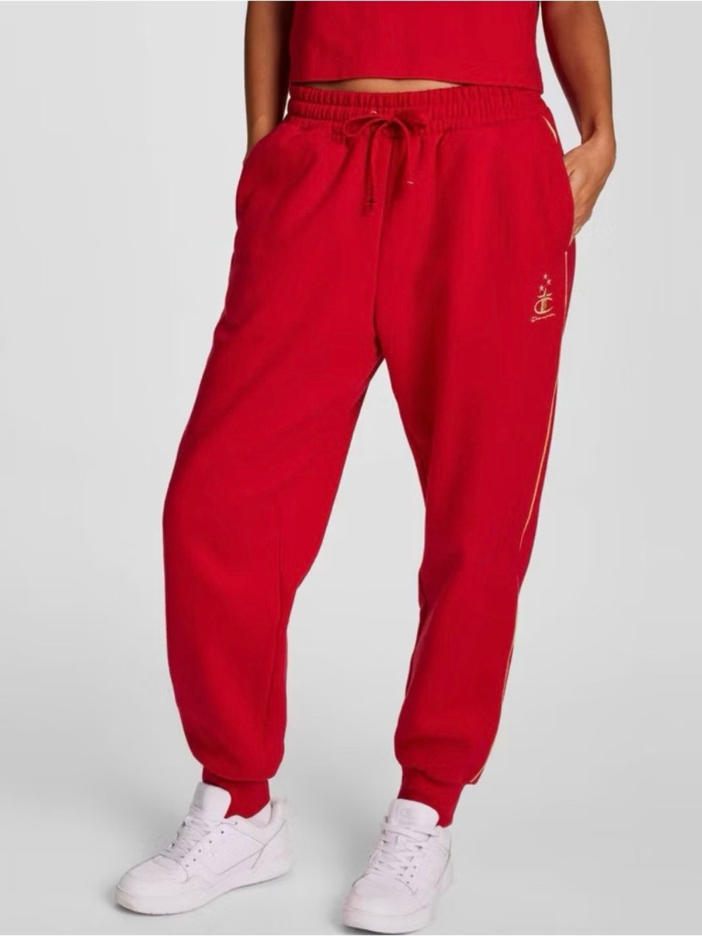 Champion Red Joggers with Gold Accent Logo